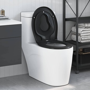 vidaXL Тоалетна седалка Черно 47 x 37 x 4 см Дуропласт (42002352)