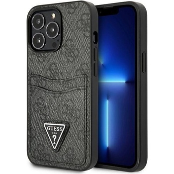 GUESS Кейс Guess GUHCP13LP4TPK за iPhone 13 Pro / 13 6.1", черен / черен, твърд, 4G Triangle Logo Cardslot (3666339048181)