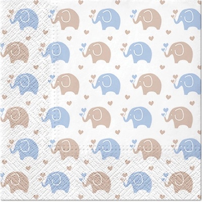 PAW servítky L Baby Elephants blue 33x33cm