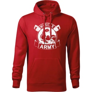 DRAGOWA мъжки суитшърт с качулка Muscle Army Original, червен, 320 г/м2 (5706)