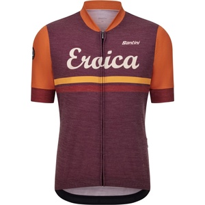 Santini Мъжка фланелка с къс ръкав за колоездене Santini Eroica Iris Cycling jersey - Bordeaux (056-4378-0213)