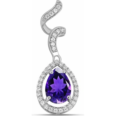 Nefertitis Přívěsek stříbrný s broušeným africkým ametystem a zirkony 029497 AFAM NF55758