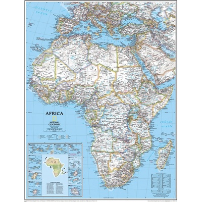 National Geographic Afrika - nástěnná mapa Classic 90 x 120 cm Varianta: bez rámu v tubusu, Provedení: laminovaná mapa v lištách