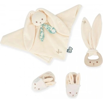 Kaloo Lapinoo Подаръчен комплект за бебе с дрънкалка, гризалка и буйки кремав цвят