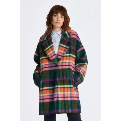 Gant Checked Cocoon coat kabát modrá