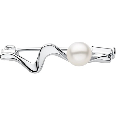 Gaura Pearls stříbrná brož s pravou bílou perlou Jessica SK22531BR Bílá