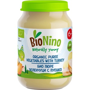 BioNino Био пюре BioNino - Пуешко със зеленчуци, 6 м+, 190 g (F06030012A0008) - ozone
