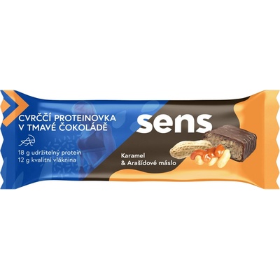SENS протеиново барче от ядливи насекоми в тъмен шоколад - карамел и фъстъчено масло (60 г)