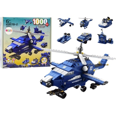 LEAN Toys Policejní vrtulník 6v1 1000 ks