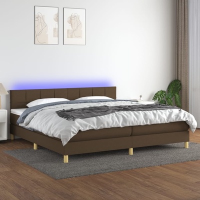 Petrashop 3133744 Boxspring postel s matrací a LED tmavě hnědá textil Hnědá