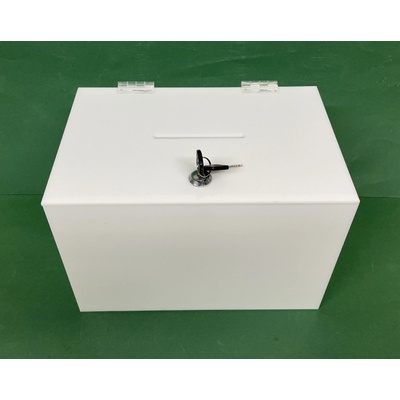 Kasička pokladnička 300x200x200 mm bílé plexi opál
