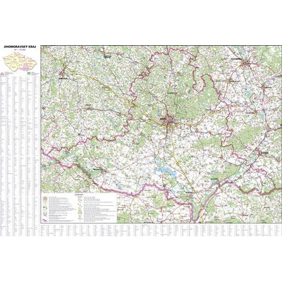 Jihomoravský kraj - nástěnná mapa 113 x 83 cm, lamino + lišty