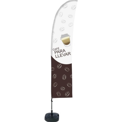 Jansen Display Beach Flag Budget Wind Complete Set Coffee To Go Spanish ECO, 1010 x 4305 mm