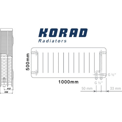Korad Radiators 33VKP 500 x 1000 mm