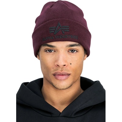 Alpha Industries 3D Beanie dark cherry bordová
