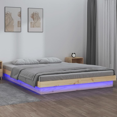 Petrashop 819967 Rám postele s LED světlem masivní dřevo / Hnědá