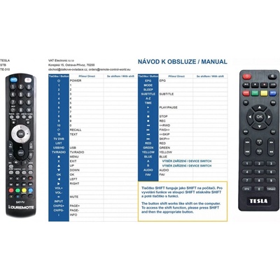 Dálkový ovladač General TESLA TE310 V1