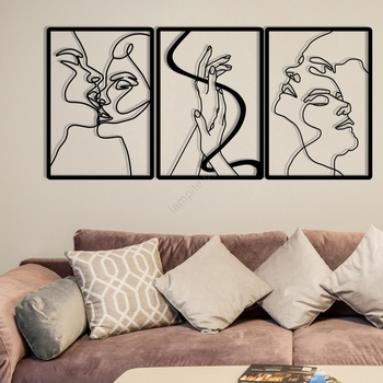 Asir К-кт 3x Декорация за стена 109x50 см любов метал (AS1974)