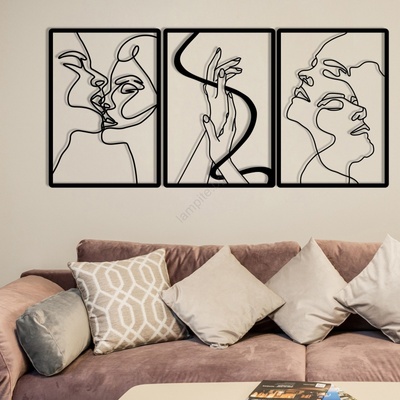 Asir К-кт 3x Декорация за стена 109x50 см любов метал (AS1974)