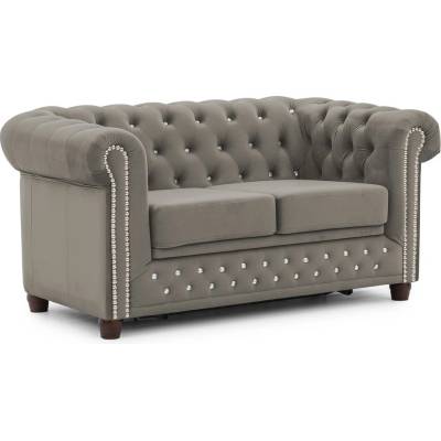 ROPEZ Сив кадифен разтегателен диван 148 cm York Blik - Ropez (York Blink Sofa 2os. z f.spania Riviera 91 ( Davis ) l. srebrne, nogi brąz)