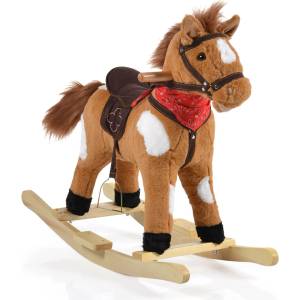 Moni Toys Плюшено конче-люлка Moni - Thunder Khaki, със звуци (108836) - ozone