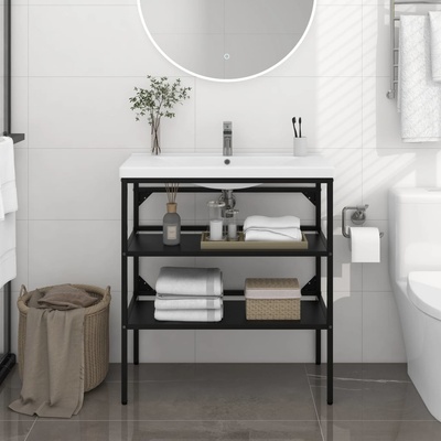 vidaXL Koupelnový regál pod umyvadlo černý 79 x 38 x 83 cm železo