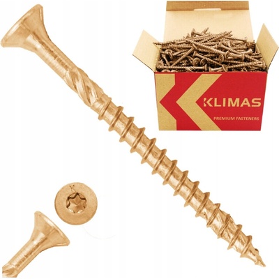 Skrutky do dreva 4 × 60 mm, zápustná hlava TX20, 250 ks – Klimas KMWHT