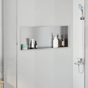 vidaXL Нишата за душ Сребристо 75 x 30 x 9, 5 см Неръждаема стомана (42012674)