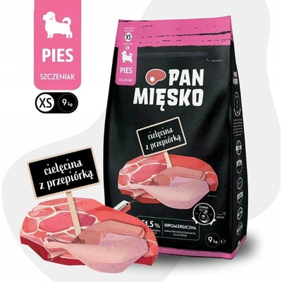 PAN MIĘSKO Telecí s křepelkou XS 9 kg pro štěňata