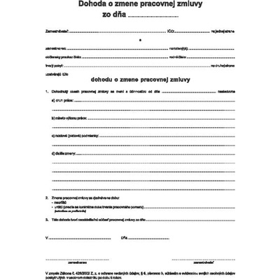 Igaz 276 Dohoda o zmene pracovnej zmluvy A4