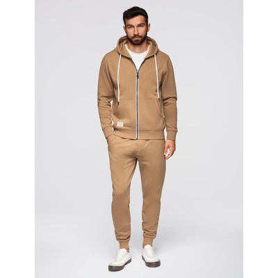 Ombre Clothing Мъжки спортен костюм суитшърт с качулка + панталони jogging - камила V2 Z119 Ombre Clothing Ombre Clothing | Bezhov Oranzhev | МЪЖЕ | S