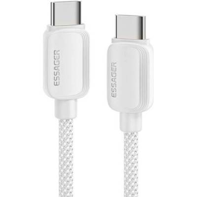 Essager ES-X46 opletený nabíjecí a datový USB-C na USB-C 1m stříbrný