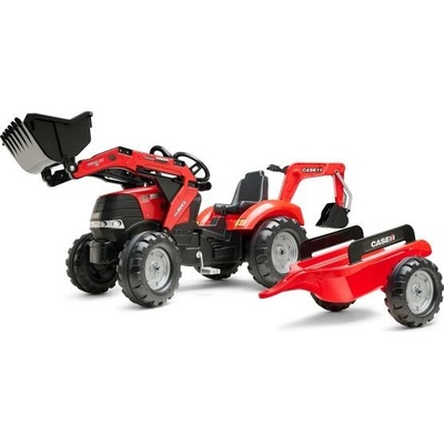 Falk Šliapací traktor 996Y Case IH s nakladačom rýpadlom a vlečkou