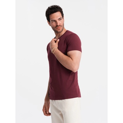 Ombre Basic cotton shirt with a v-neck maroon