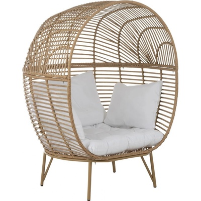 J-Line by Jolipa ratanové zahradní křeslo Lounge Beige Oval 115 x 110 x 148 cm Béžové