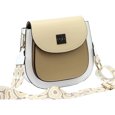 Béžovo-biela kožená crossbody kabelka Ego