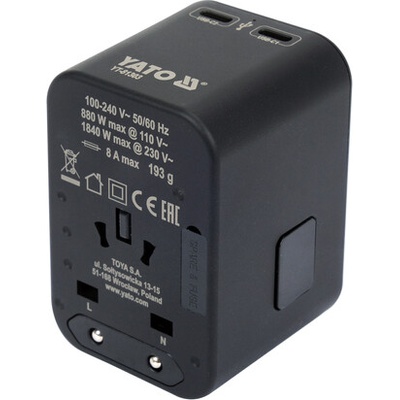 Cestovný adaptér pre vyše 150 krajín USB-c PD 65W Yato YT-81303
