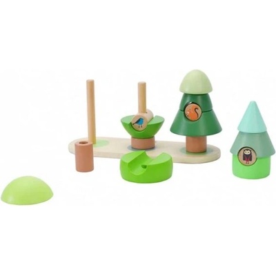 Classic World Дървена играчка - кубчета за нанизване Гора