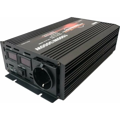 HOULI Power Inverter 12V/230V, 1500W/3000W, čistá sínusoida, 1 zásuvka HPZD0015U 12V/50Hz/230V/EU