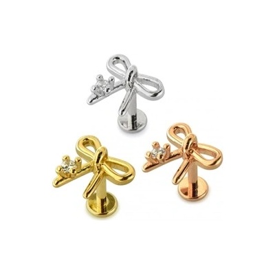 Piercingate Labreta mašlička PLA00293 (růžové zlato
