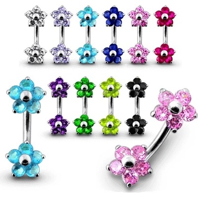 Šperky4U stříbrný piercing do pupíku kytičky BP01106-P