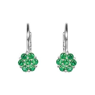 INFINITYSILVER Stříbrné náušnice FIORE 2 zelené kytičky KE3ZZp