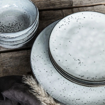 House Doctor RUSTIC 20 cm - House Doctor Keramický dezertní talíř Rustic Grey modrá barva, šedá barva, keramika