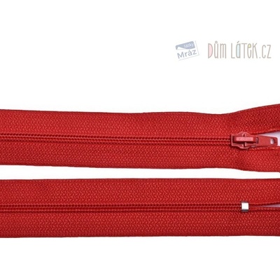 Zips špirálový 3mm nedeliteľný 60cm červená
