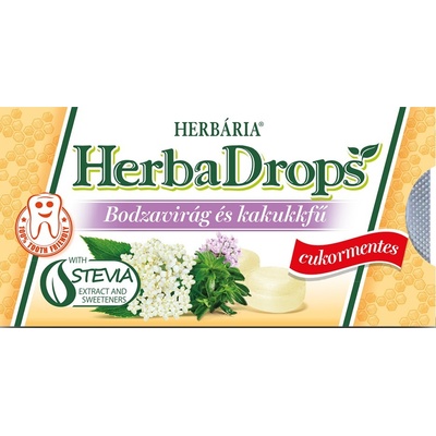 Herbária HerbaDrops Bylinné pastilky bez cukru bazový kvet a tymián 8 pastiliek