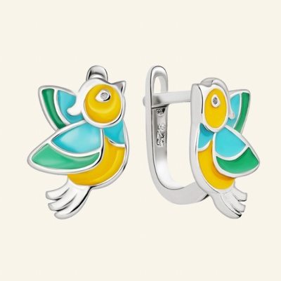 SilveAmo stříbrné Barevné ptáčcí CK2898