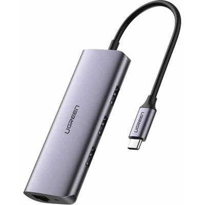UGREEN Multifunctional USB-C 2-in-1 Ethernet & USB Hub - 3-портов USB хъб и Gigabit Ethernet порт за MacBook и устройства с USB-C порт (тъмносив)