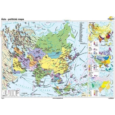 Cartographia Ázia - politická mapa (140x100 cm – 1:9800000), nástenná, fóliovaná, lištovaná