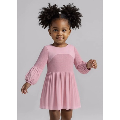 Mayoral Рокля воал плисе в розов цвят за мини момиче Mayoral