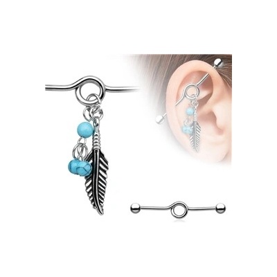 Piercingate Industrial piercing s lístkem PIN00043